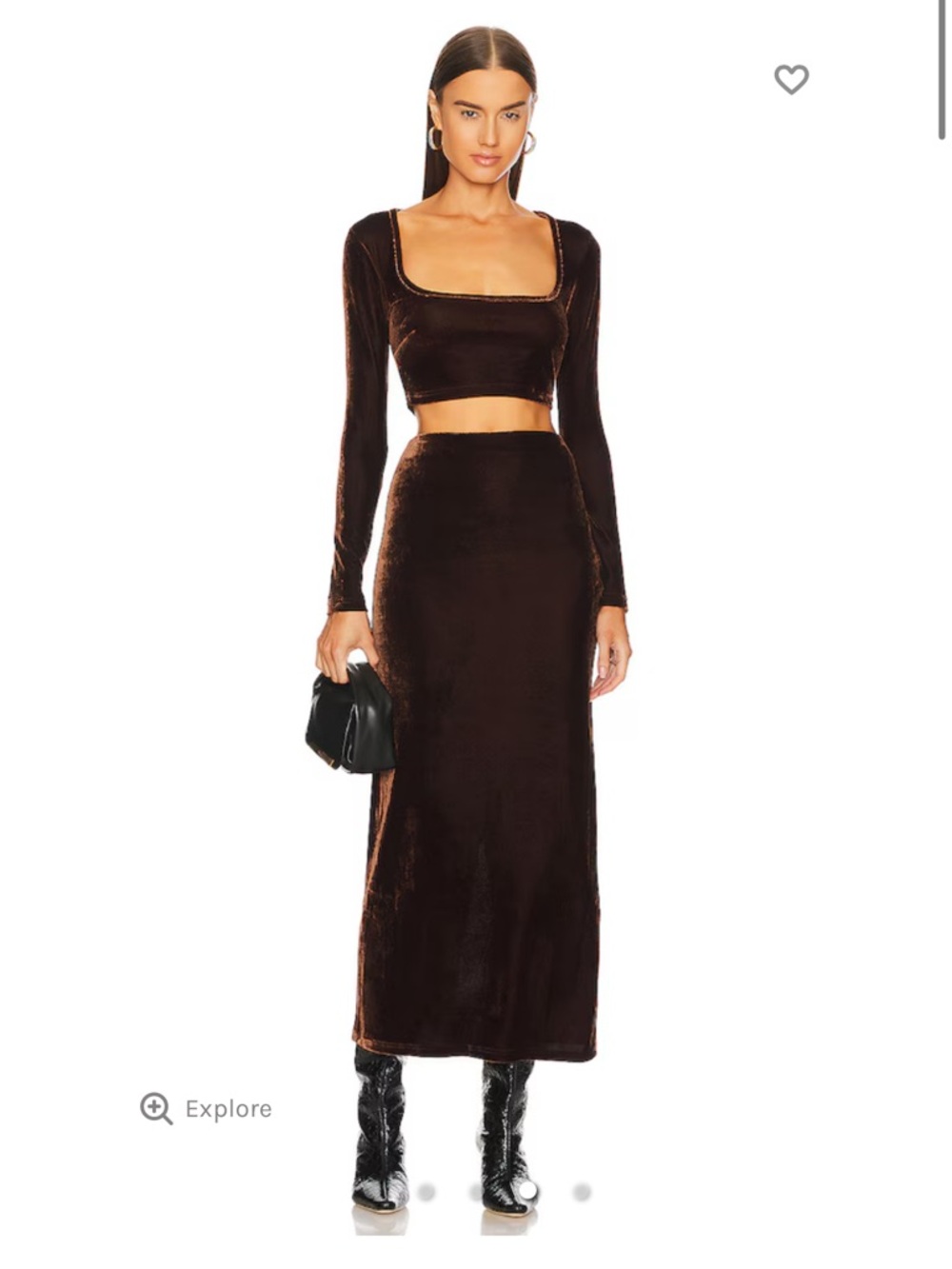 X Revolve House of Harlow 1960 Ovelia Brown Velvet Top and Skirt Set XS